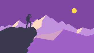 Hiker looking out over the mountains